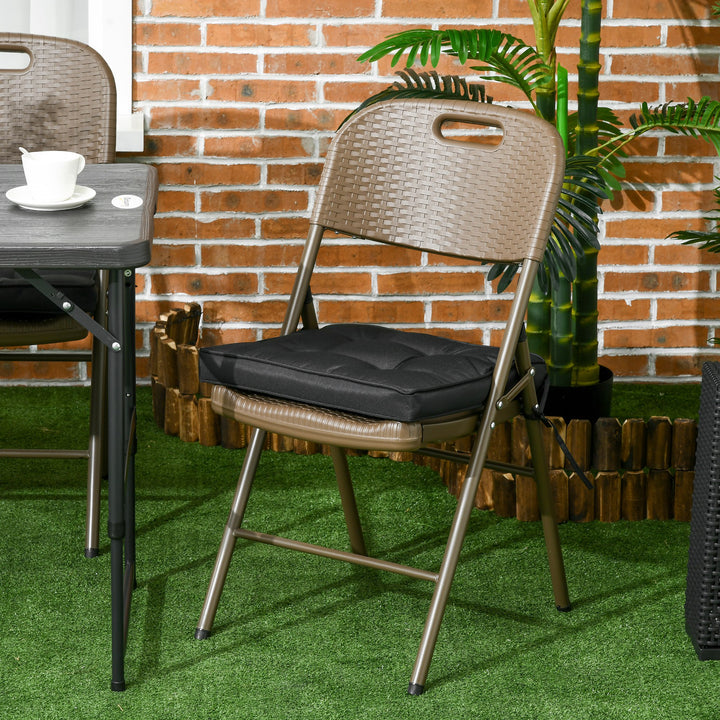 Outsunny Replacement Dining Chair Seat Pad, Garden Seat Cushion with Ties, 40 x 40cm, Black | Aosom UK