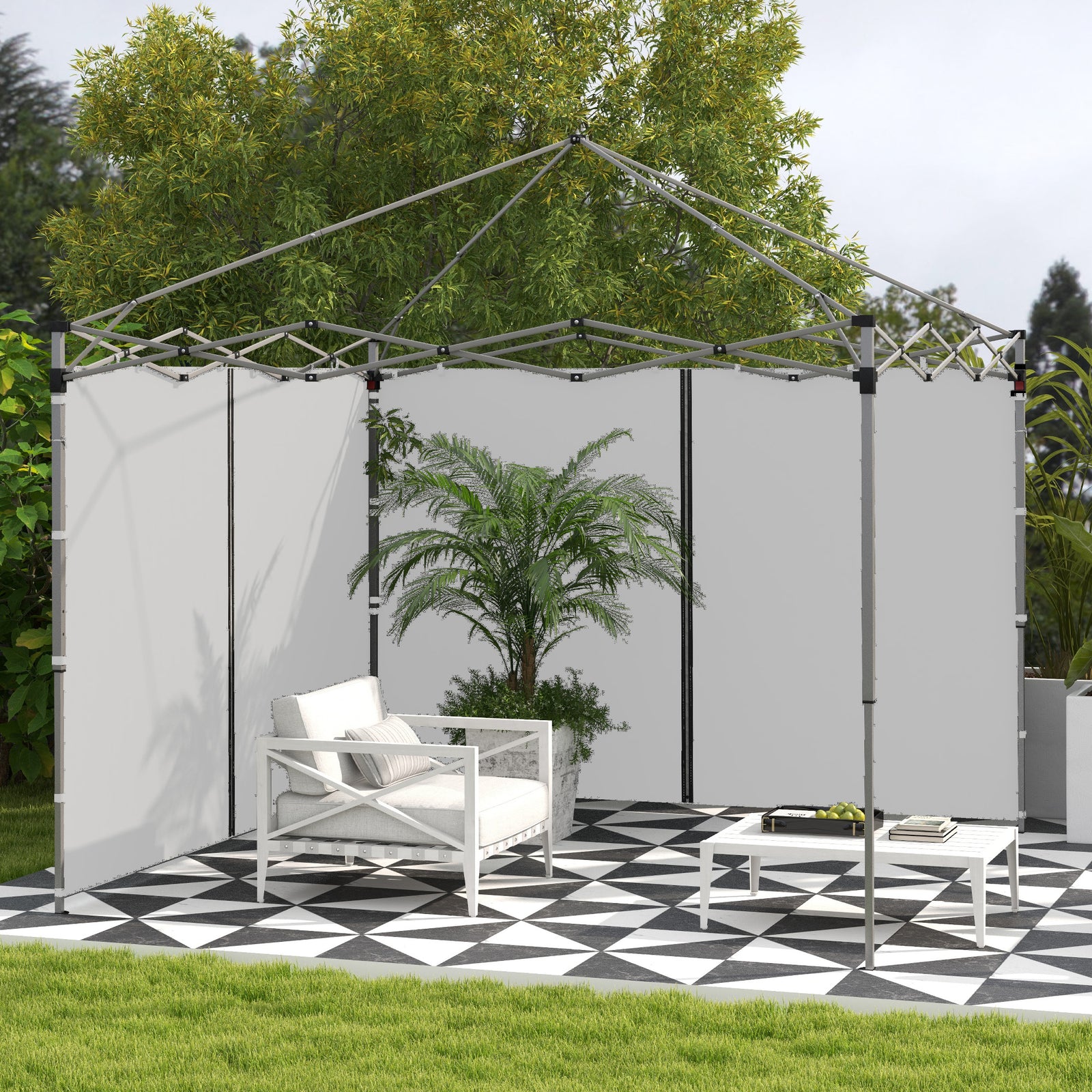 Set of Two 3 x 3(m) Replacement Zipped Gazebo Walls - Grey