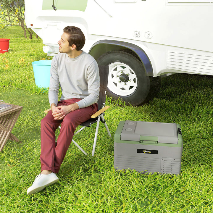 30L Portable Car Refrigerator - Light Green and Grey