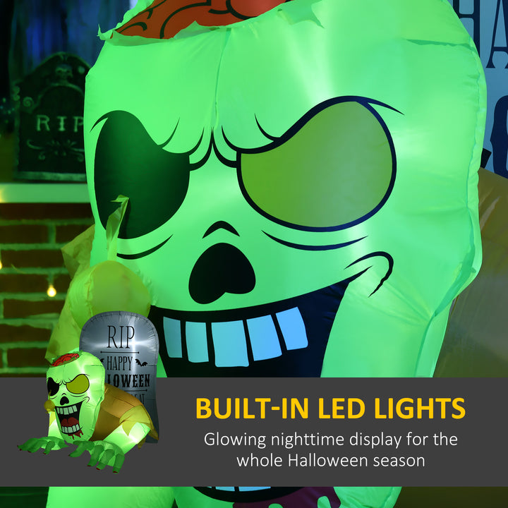 5FT Halloween Inflatables Ghost and Tombstone, Blow Up Outdoor Halloween Decorations with Build-in LED Lights for Garden, Lawn, Party