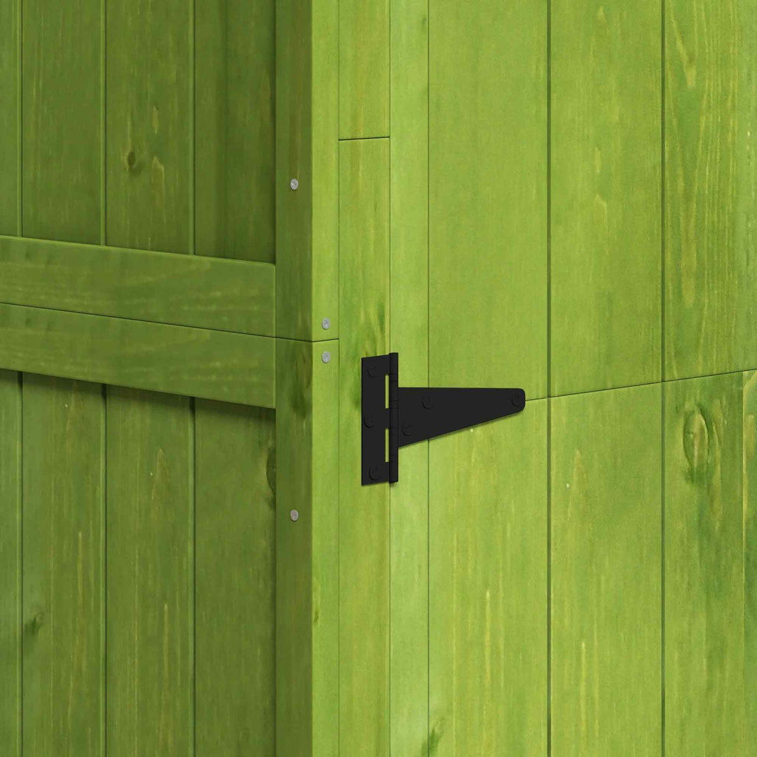 Small Shed, Tall Slim Wooden Garden Shed with 3 Removable Shelves and Roof Hatch, Compact Outdoor Tool Storage Cabinet with Asphalt Roof and Door Latch, 77 x 54.2 x 179 cm, Green