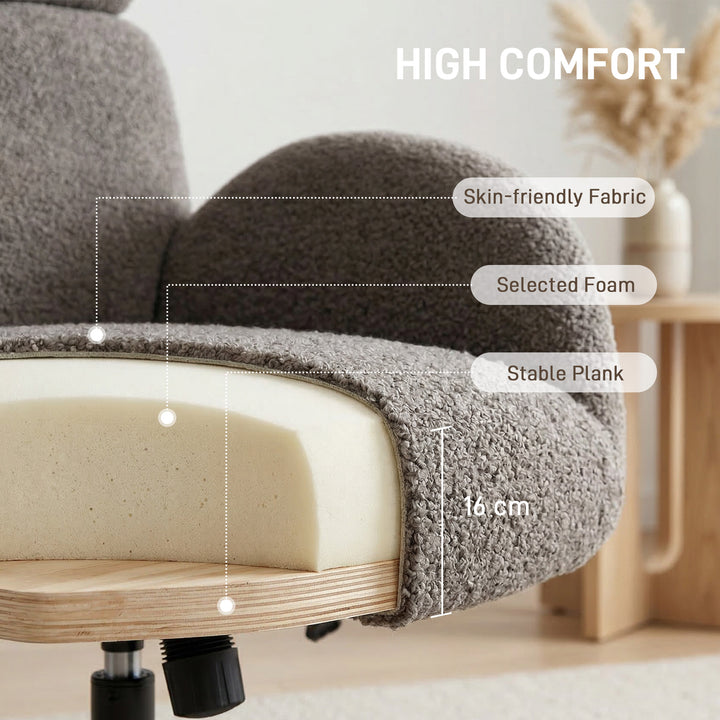 Swivel Armchair and Footstool Set, Height Adjustable Accent Chair with
