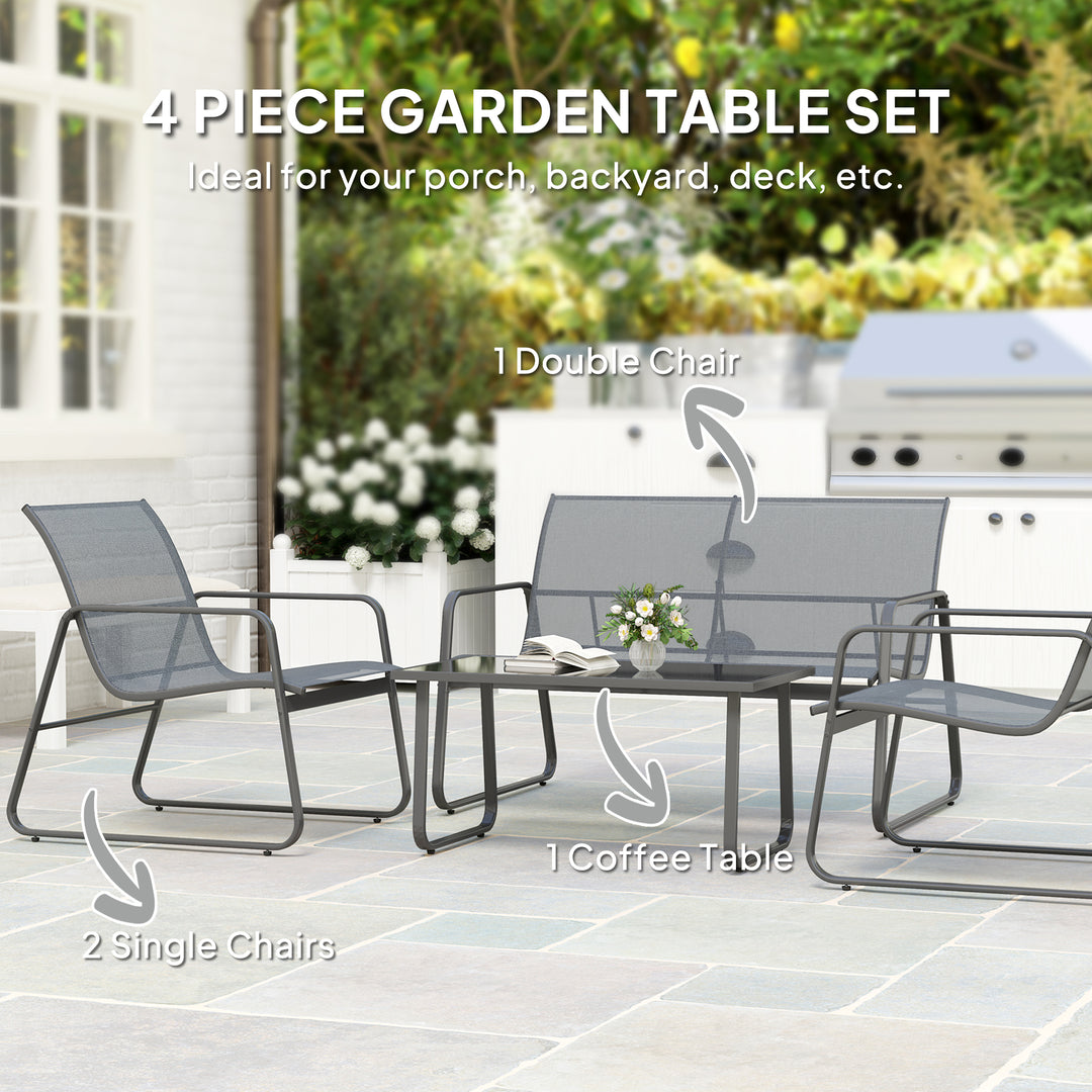 Four-Piece Minimalistic Garden Sofa Set - Light Grey