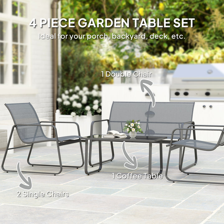 Four-Piece Minimalistic Garden Sofa Set - Light Grey