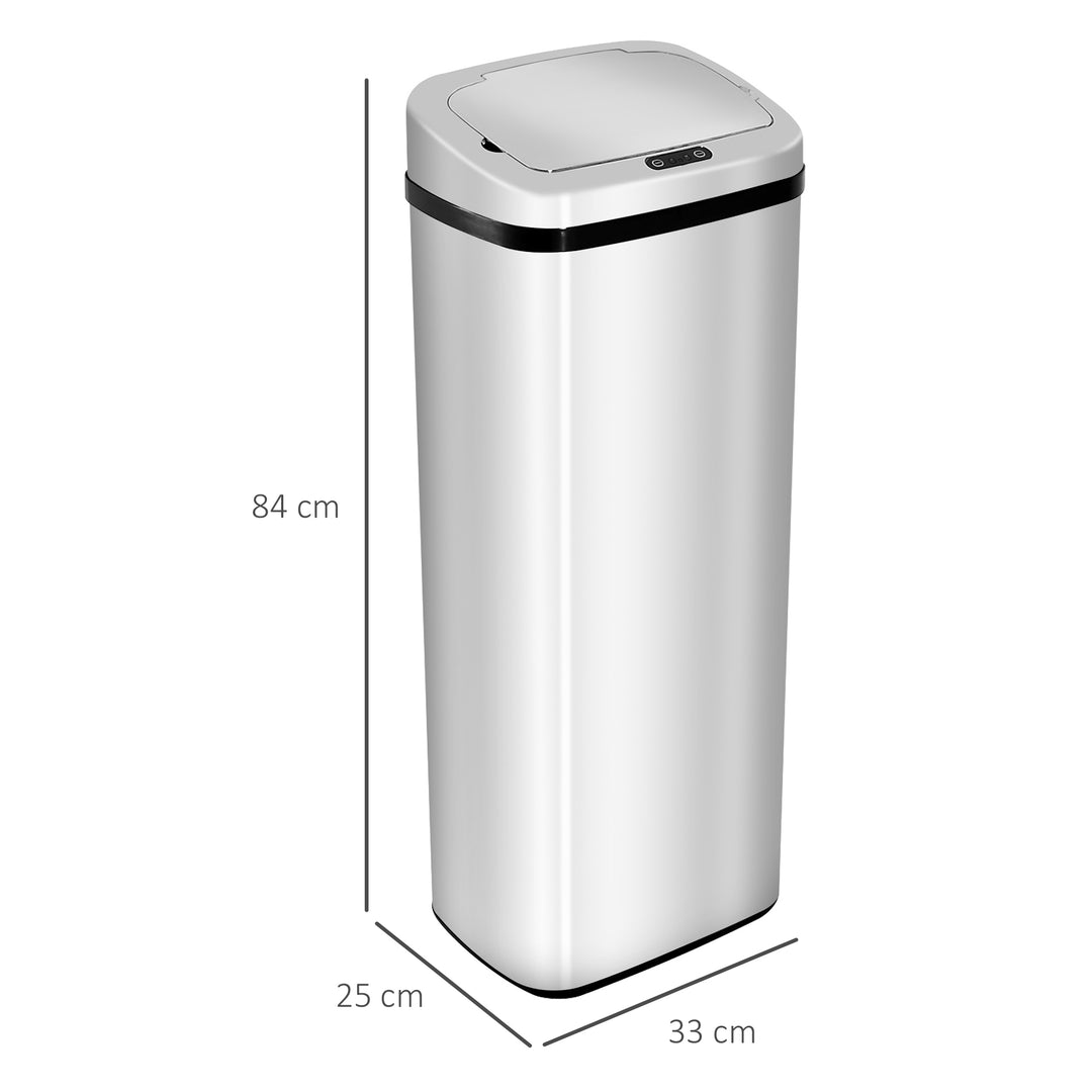 HOMCOM 50L Infrared Touchless Automatic Motion Sensor Dustbin Stainless Steel Trash Can Home Office | Aosom UK