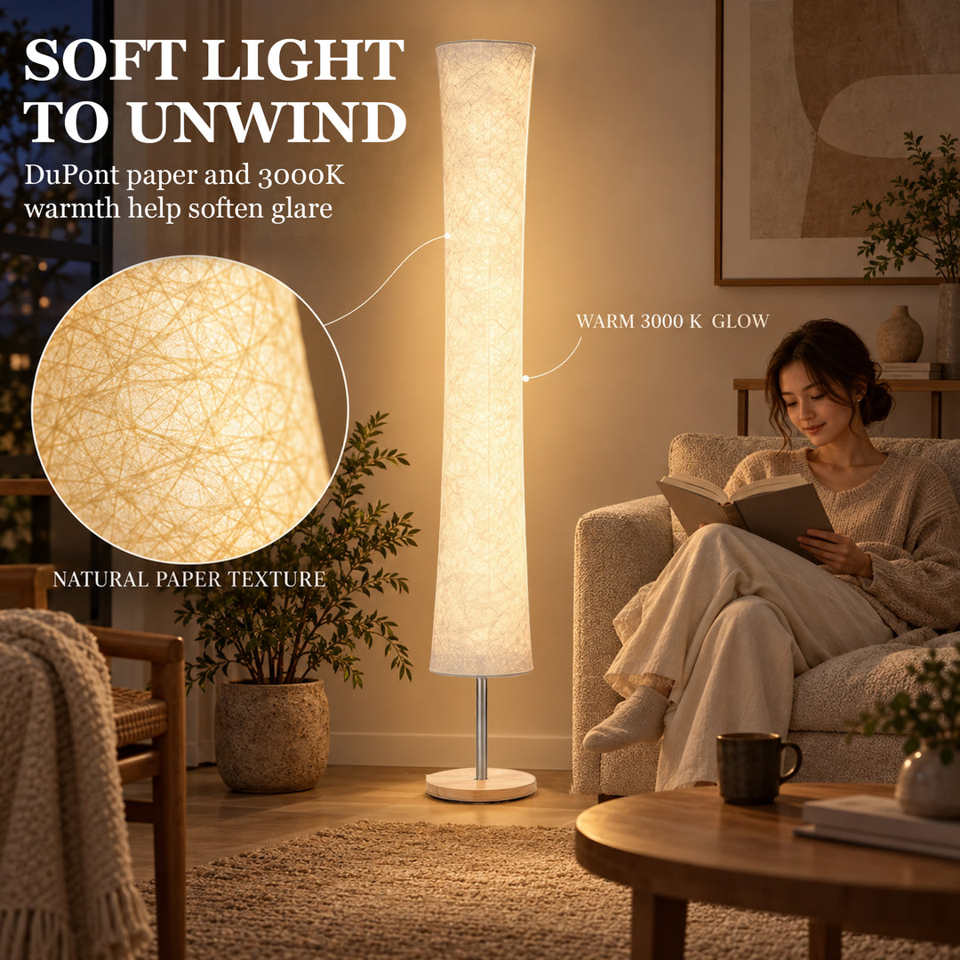 LED Floor Lamp, 152 cm Modern Dimmable Standing Lamp with Paper - view 4