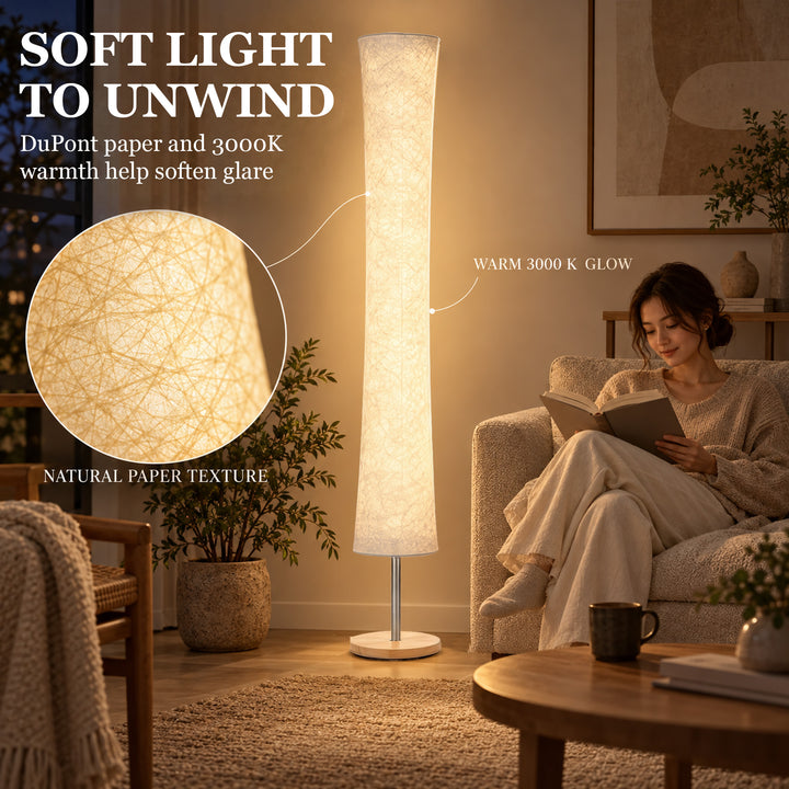 LED Floor Lamp, 152 cm Modern Dimmable Standing Lamp with Paper - view 4