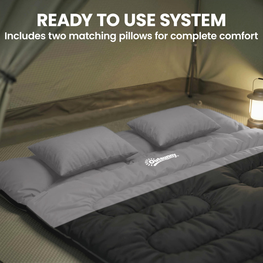 Double Sleeping Bag with 2 Pillows, 220 x 160 cm Extra-Large Sleeping 