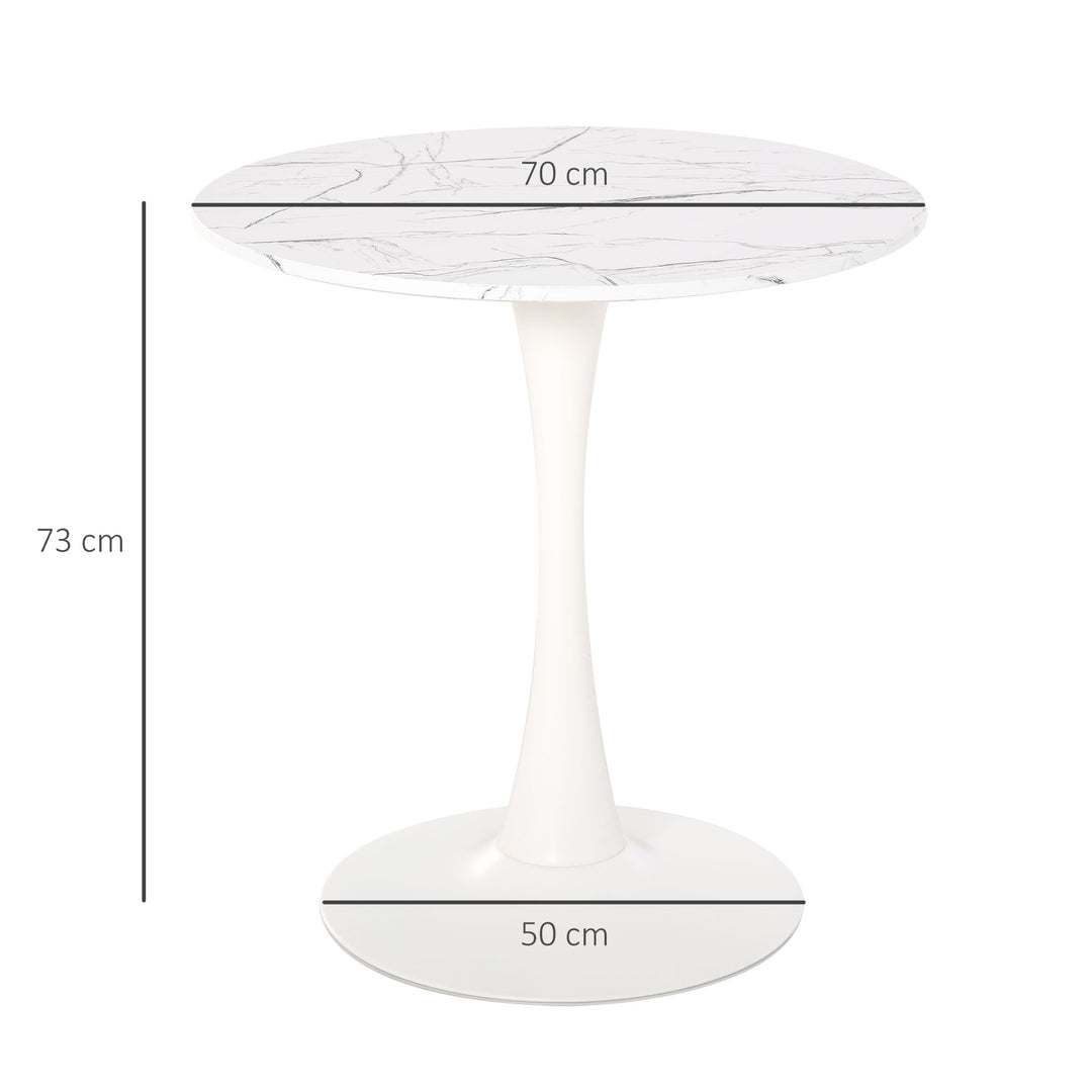 Modern Round Dining Table Leisure Coffee Bistro Table with Metal Base for Kitchen & Dining Room White