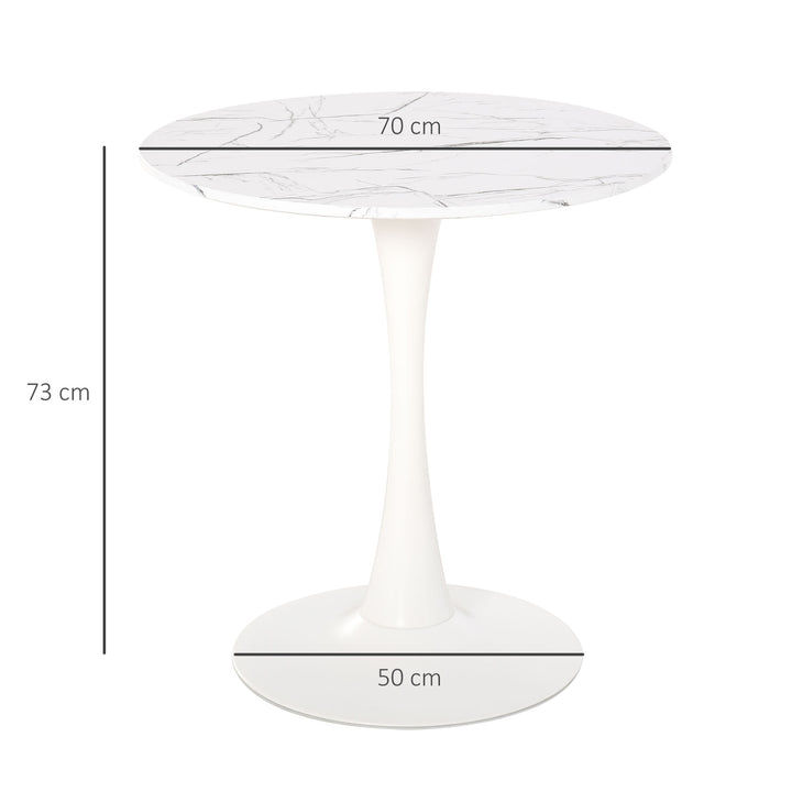 Modern Round Dining Table Leisure Coffee Bistro Table with Metal Base for Kitchen & Dining Room White