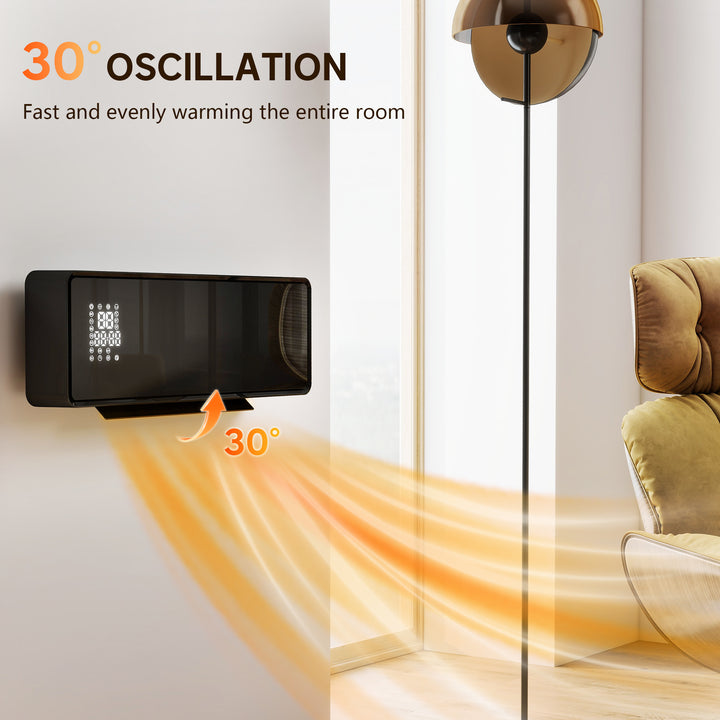 2000W Ceramic Electric Heater with Fan, Adjustable Thermostat, Wall Mo