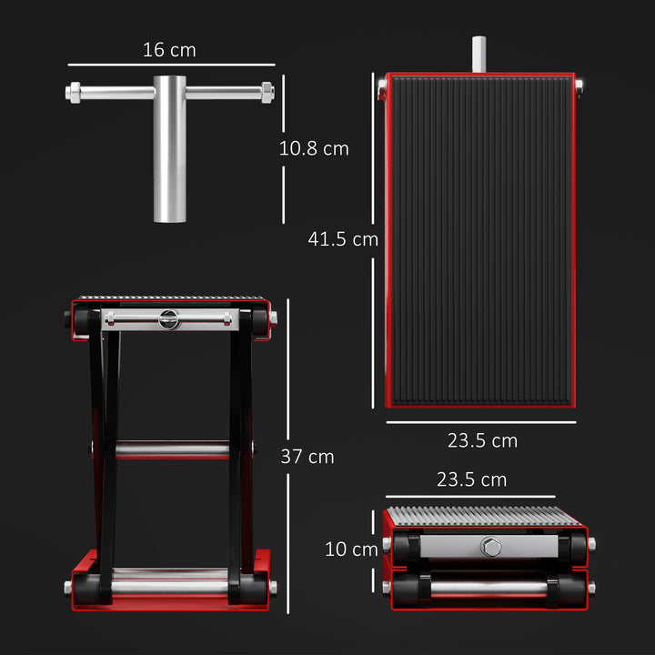 MCL 500KG Motorcycle Lift Scissor Jack, Height Adjustable Motorbike Stand with Anti-Slip Wide Deck, Heavy Duty Steel Motorbike Repair Lift Hoist Stand for Home Garage, Red