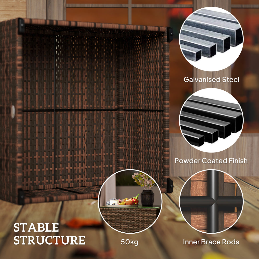 62 x 62cm Glass-Top Rattan Side Table - Brown