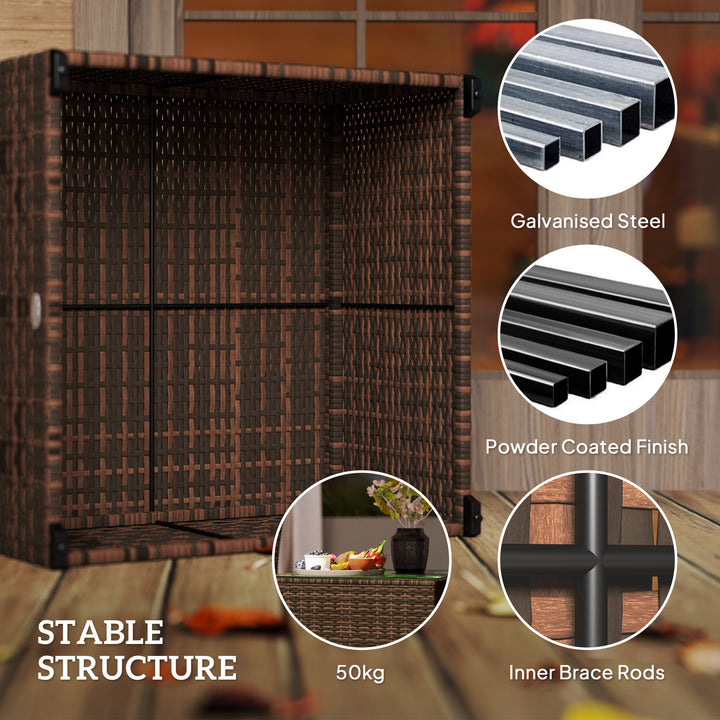 62 x 62cm Glass-Top Rattan Side Table - Brown