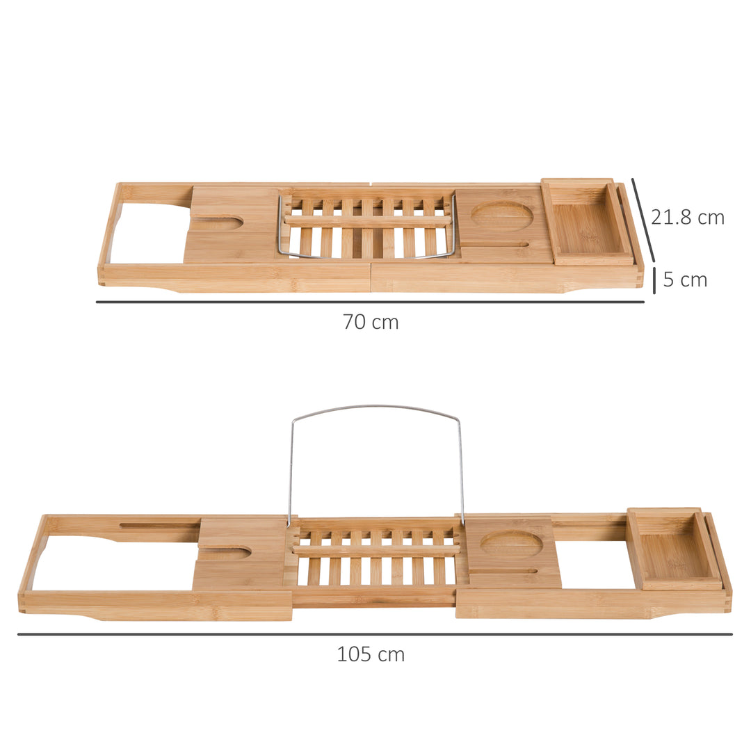 MCL Extendable Bamboo Bathtub Shelf Rack Bath Caddy Tray Bathroom Storage