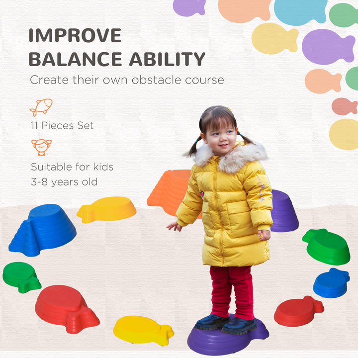 11 Piece Kids Balance Stepping Stones - Multicoloured