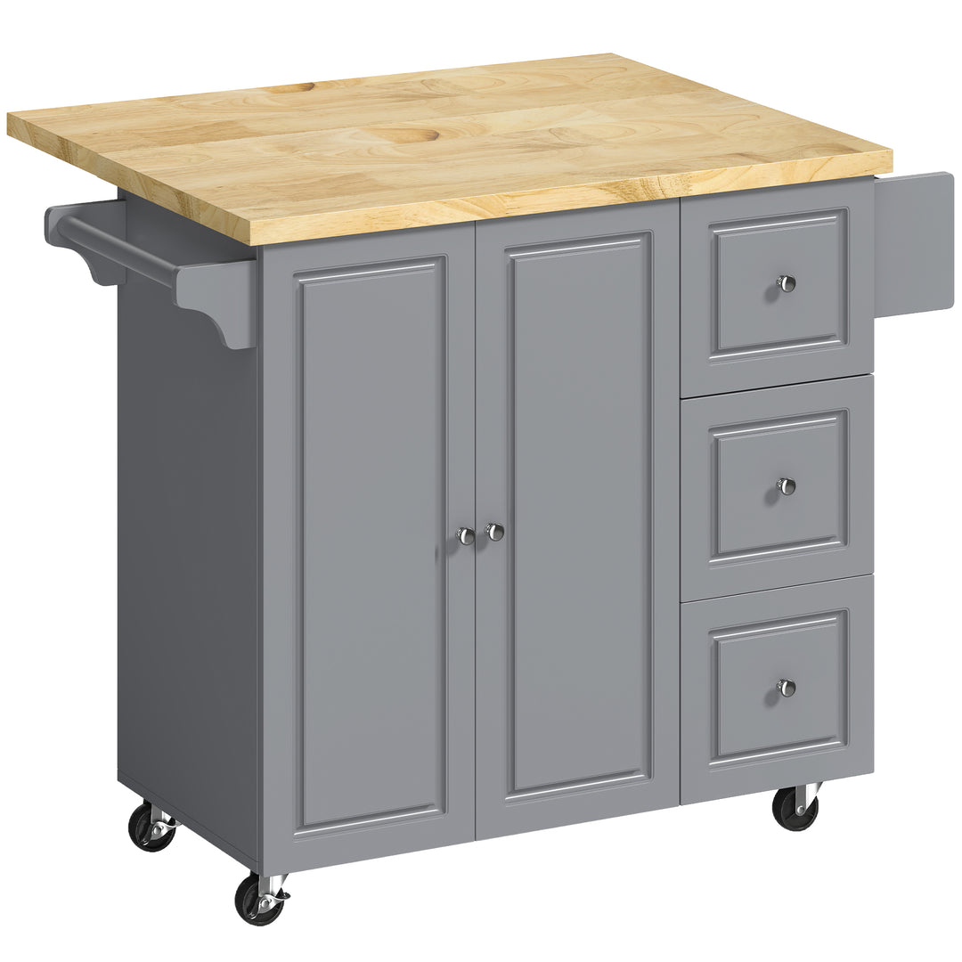 Kitchen Island on Wheels, Rolling Kitchen Storage Trolley with Drop Le
