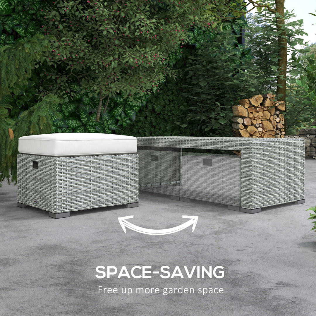 MCL Six-piece Outdoor Rattan Dining Set, Outdoor Sofa Set with Reclining Armchairs and Mental Frame, Grey