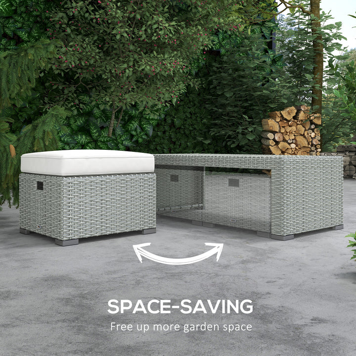 MCL Six-piece Outdoor Rattan Dining Set, Outdoor Sofa Set with Reclining Armchairs and Mental Frame, Grey