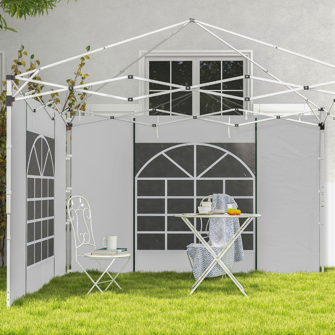 Outsunny Replacement Gazebo Side Panels with Windows and Doors, 2 Pack, for 3x3(m) or 3x6m Pop Up Gazebo, White