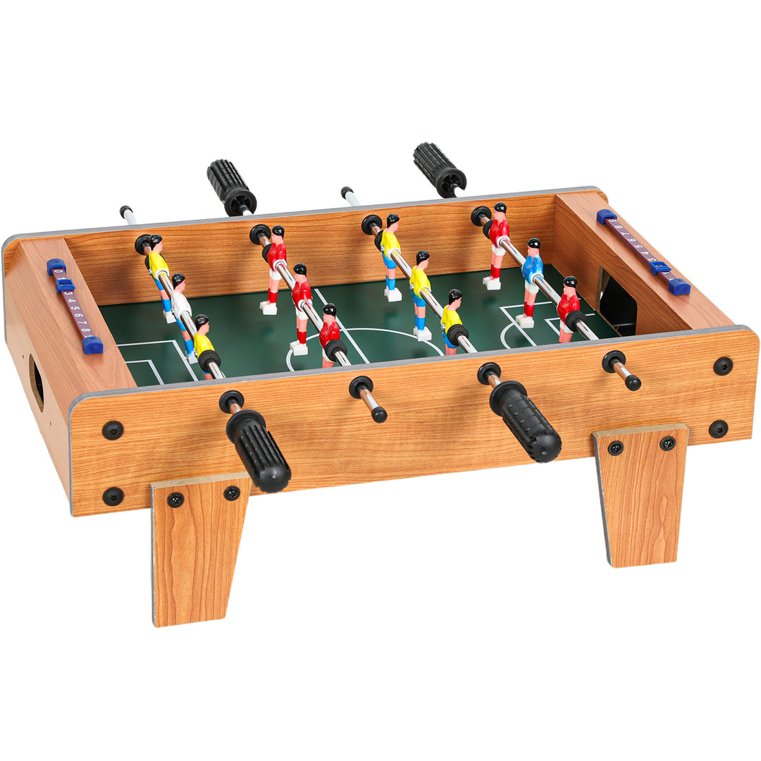 MCL 20 in Table-top Football Table with Stainless Steel Rods, Compact Foosball Table for Kids and Adults, All-Inclusive Foosball Game Set for Indoor, Nature Wood Finish