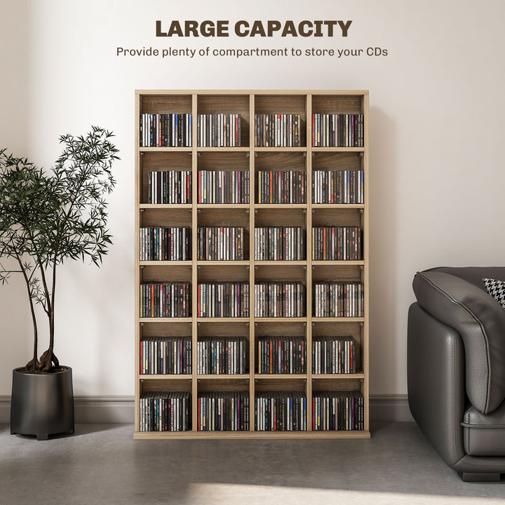 CD Storage Unit with Adjustable Shelves, 89 x 130.5 cm, Nature Wood Finish