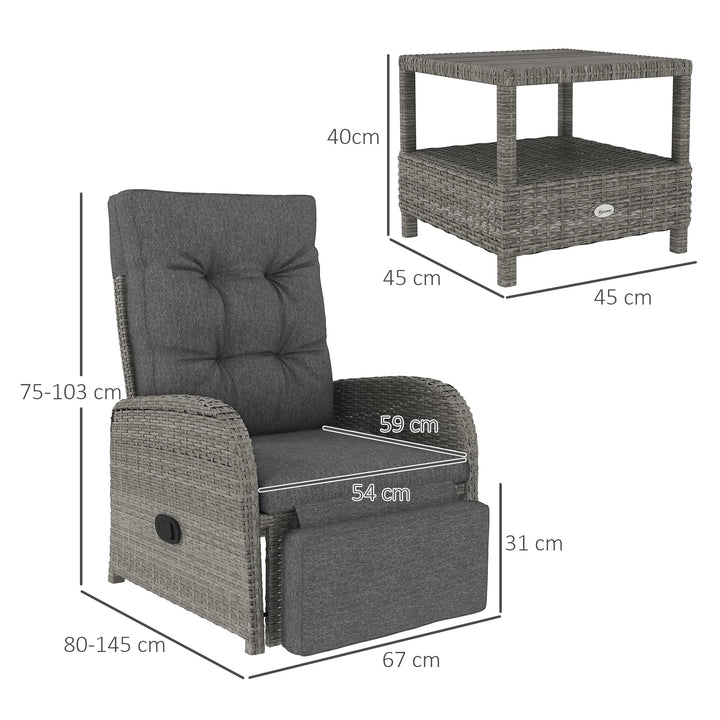 2 Seater Patio Rattan Wicker Chaise Lounge Sofa Set w/ Cushion for Patio Garden Porch, Grey