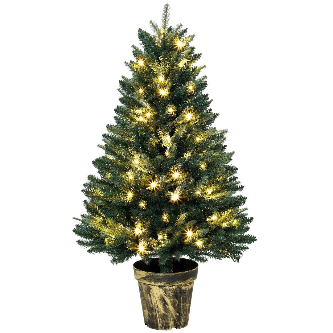 Realistic Xmas Tree, 4ft Prelit Artificial Christmas Tree with 80