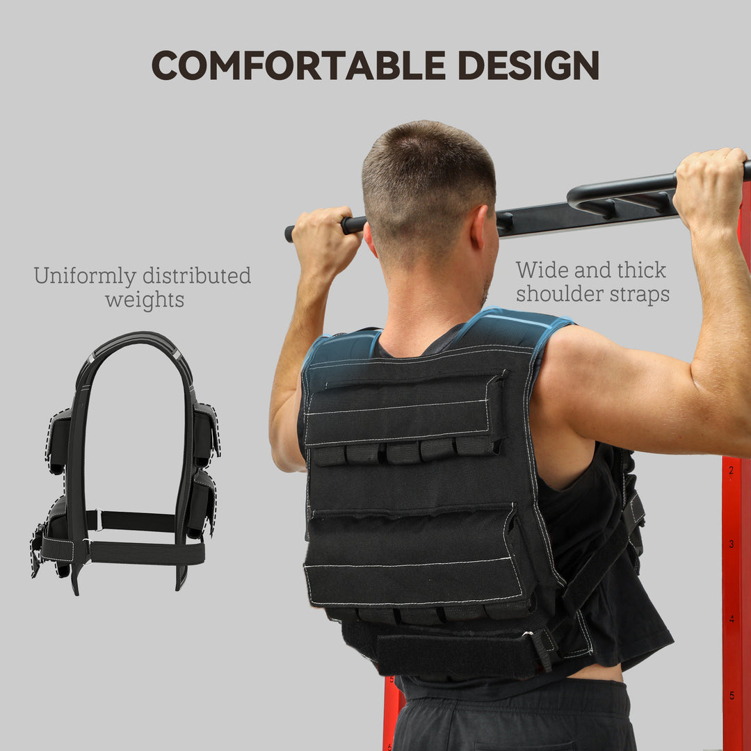 SPORTNOW 20KG Adjustable Weighted Vest, Running Weight Vest, with 30 Metal Weights, Reflective Strips, for Running, Exercise