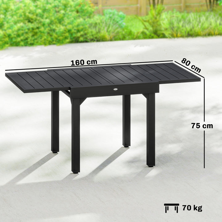 Expandable Patio Dining Table for 4-6 People, 80-160 cm Aluminium Exte