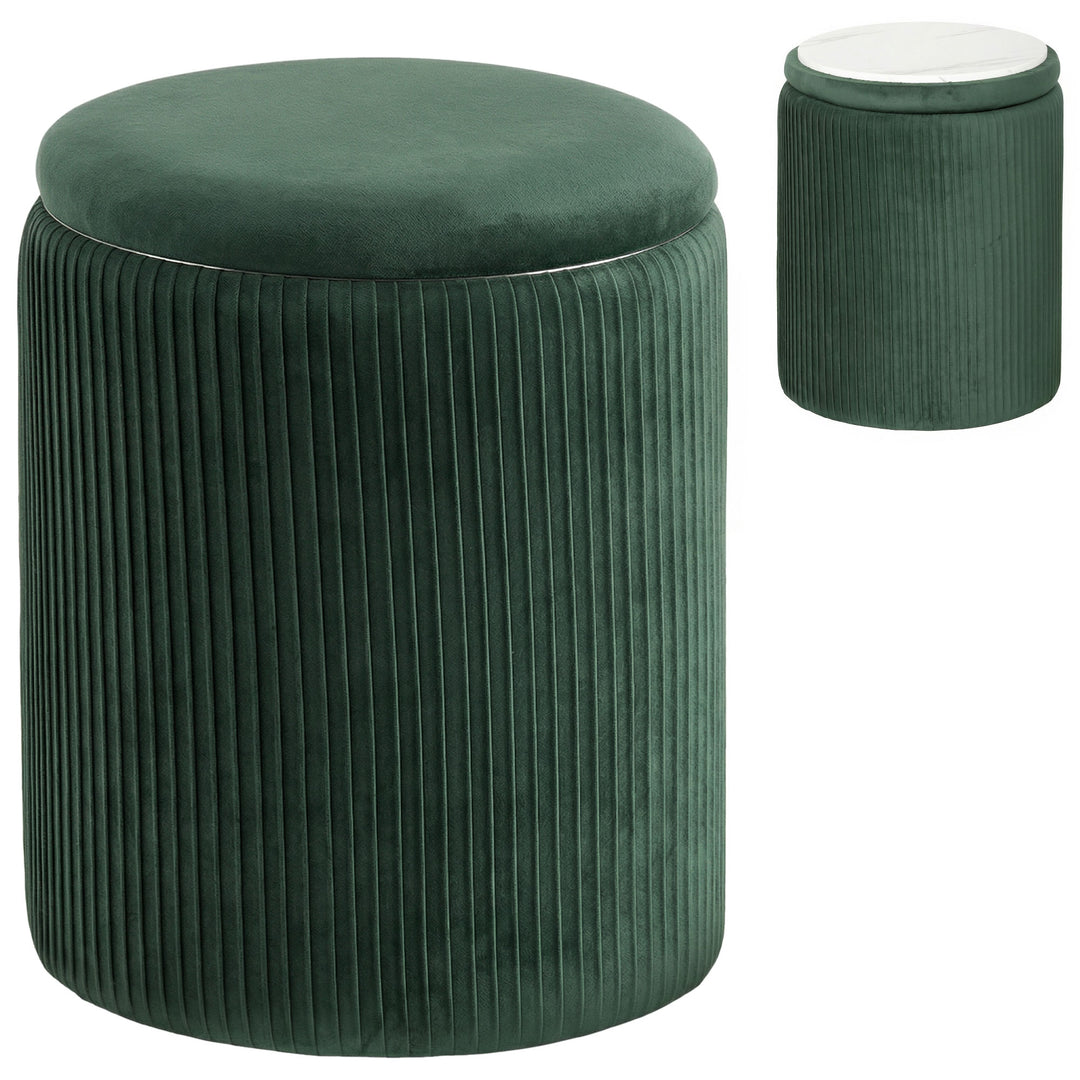Storage Ottoman Modern Velvet Round Foot Stool for Living Room Bedroom
