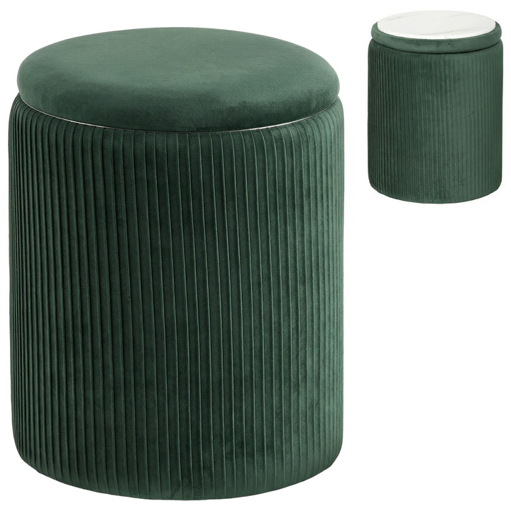 Storage Ottoman Modern Velvet Round Foot Stool for Living Room Bedroom