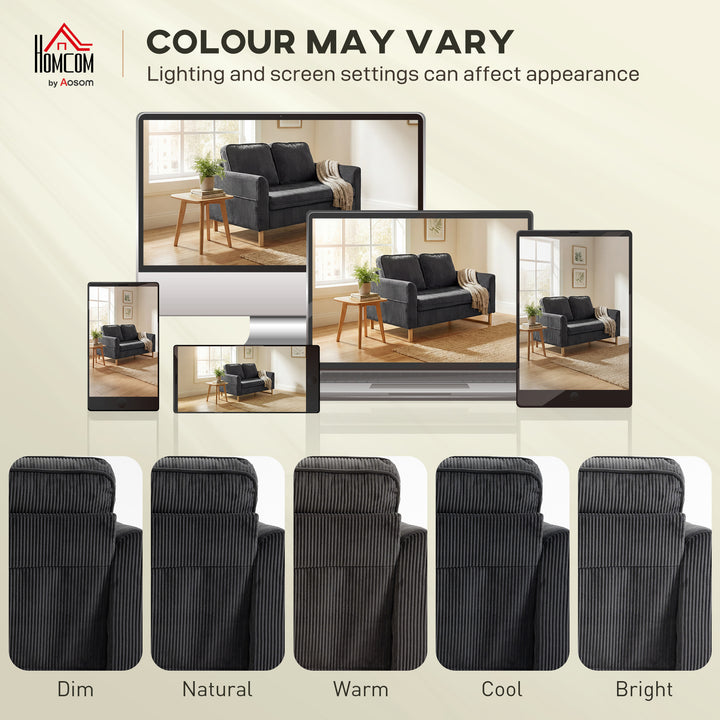 2 Seater Sofa, 140 cm Loveseat Sofa with Spring Cushions, Metal Legs, 