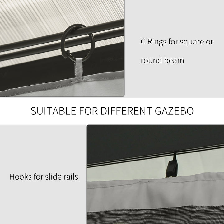 Set of Four 3 x 3m Gazebo Replacement Walls - Light Grey