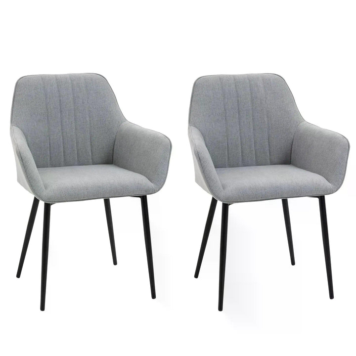 HOMCOM Dining Chairs Upholstered Linen Fabric Accent Chairs with Metal Legs, Set of 2, Light Grey | Aosom UK