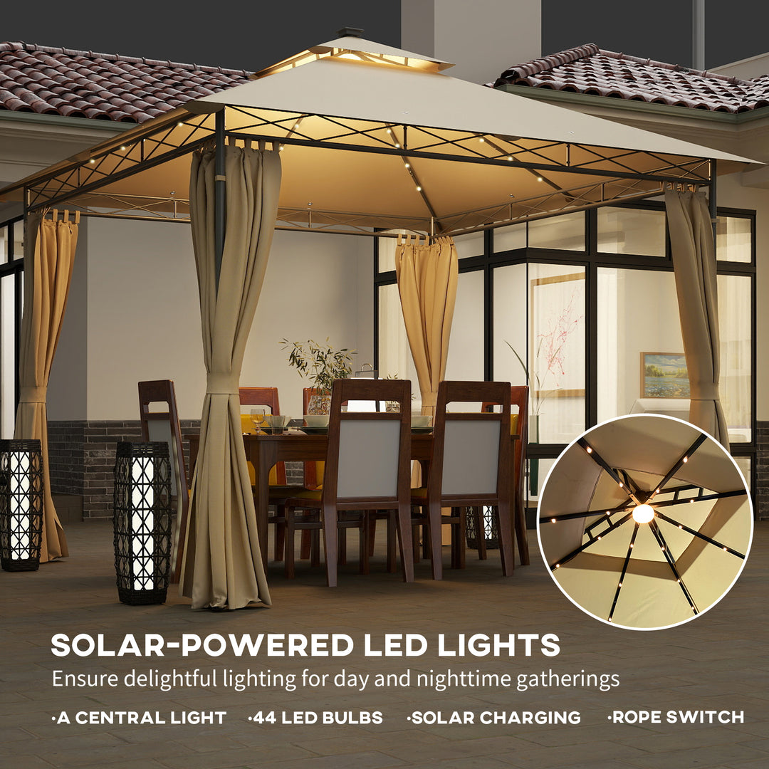 3 x 3 m Solar LED Metal Gazebo - Beige