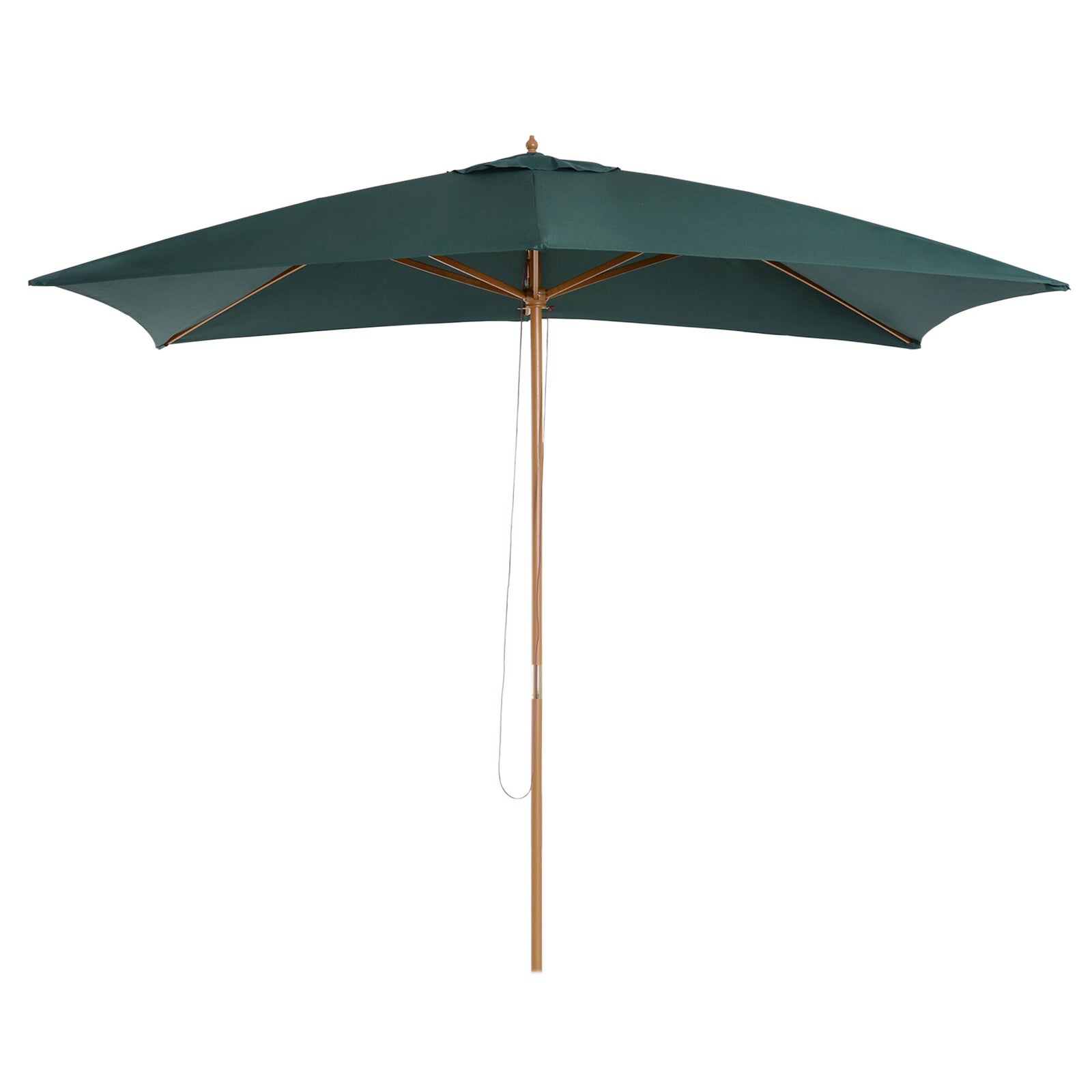 2 x 3m Wooden Garden Parasol Umbrella Outdoor Sun Shade Canopy, Green