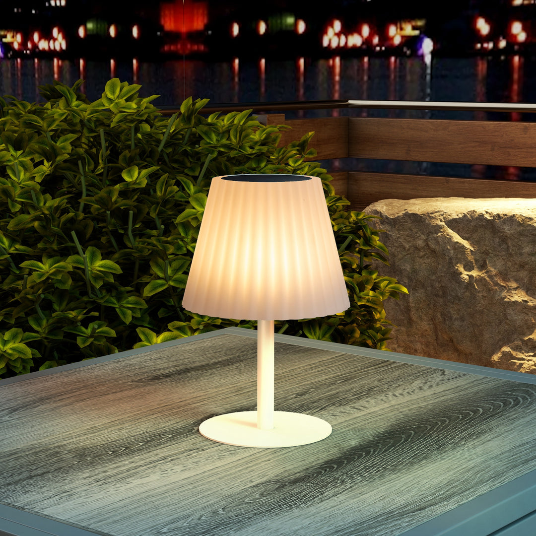 Outsunny Outdoor Solar Table Lamp, Cordless LED Desk Lamp with Rechargeable Battery, Dimming Brightness, USB, Auto On/Off