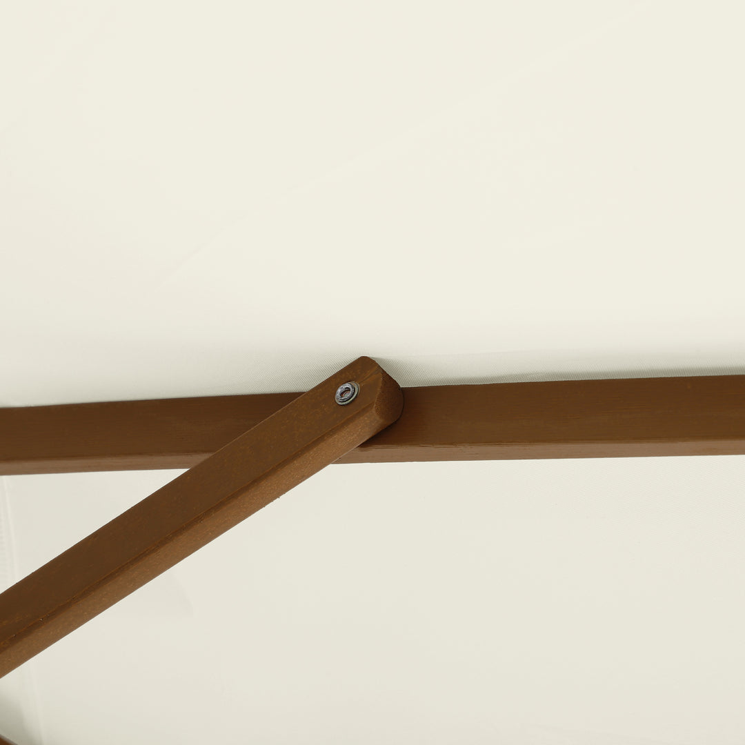 MCL 2.5m Patio Umbrella, Wood Garden Parasol, Sun Shade with 6 Ribs and Top Vent for Outdoor, White