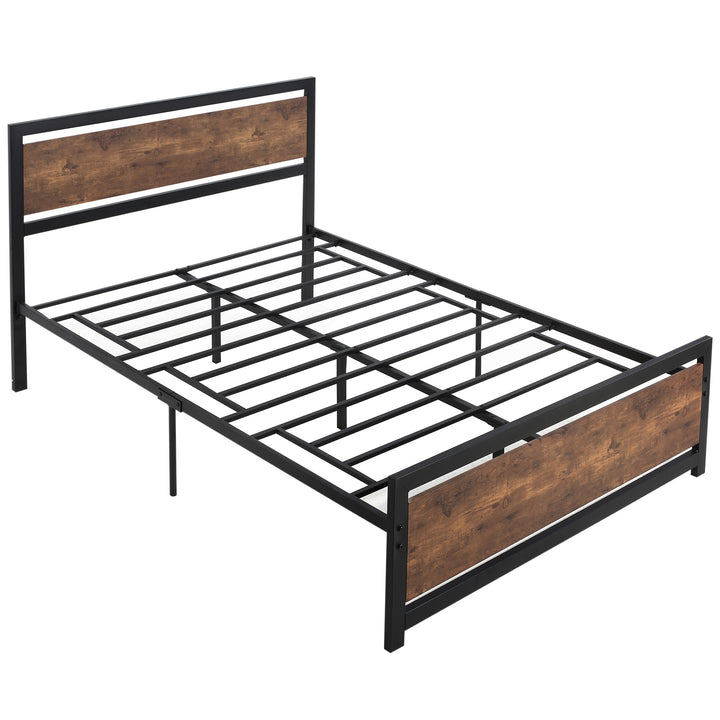 HOMCOM Twin Size Metal Bed Frame, Full with Headboard & Footboard, Strong Slat Support & Underbed Storage Space, No Box Spring Needed | Aosom UK