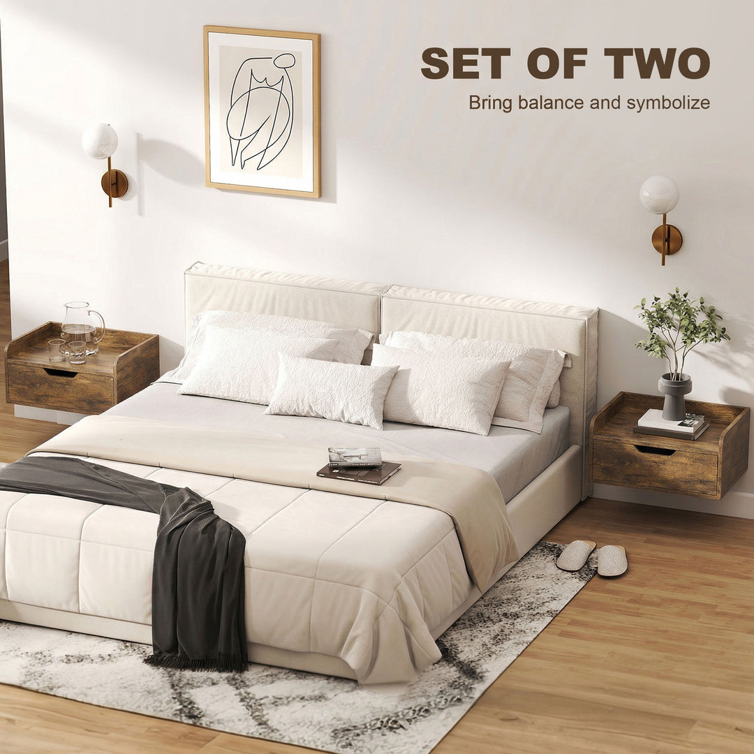 Floating Nightstands Set of 2, Wall Mounted Bedside Table with Drawer 