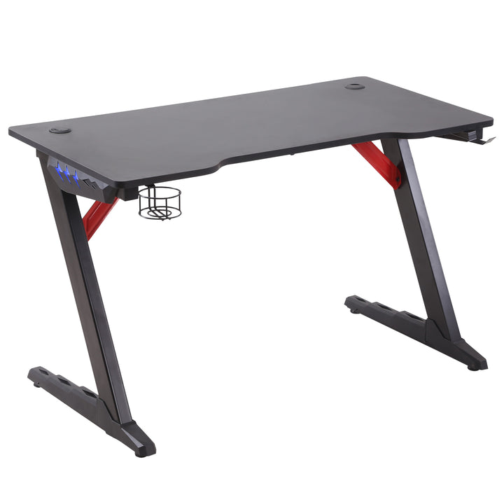HOMCOM Racing Style Gaming Desk with LED Lights, Z
