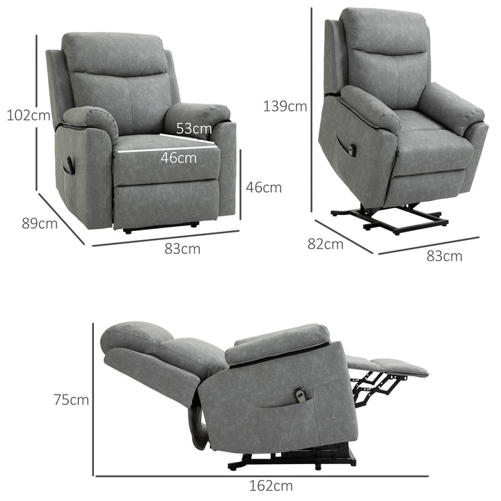 Faux Leather 70° Electric Riser Recliner Chair - Grey
