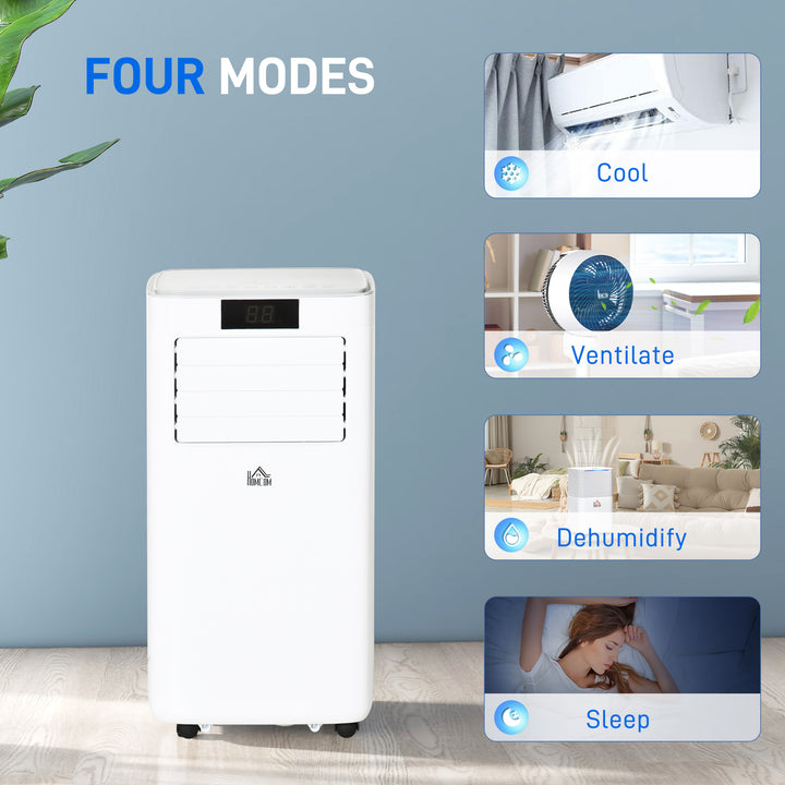 HOMCOM 10000 BTU Mobile Air Conditioner Portable AC Unit for Cooling Dehumidifying Ventilating with Remote Controller, LED Displa, White