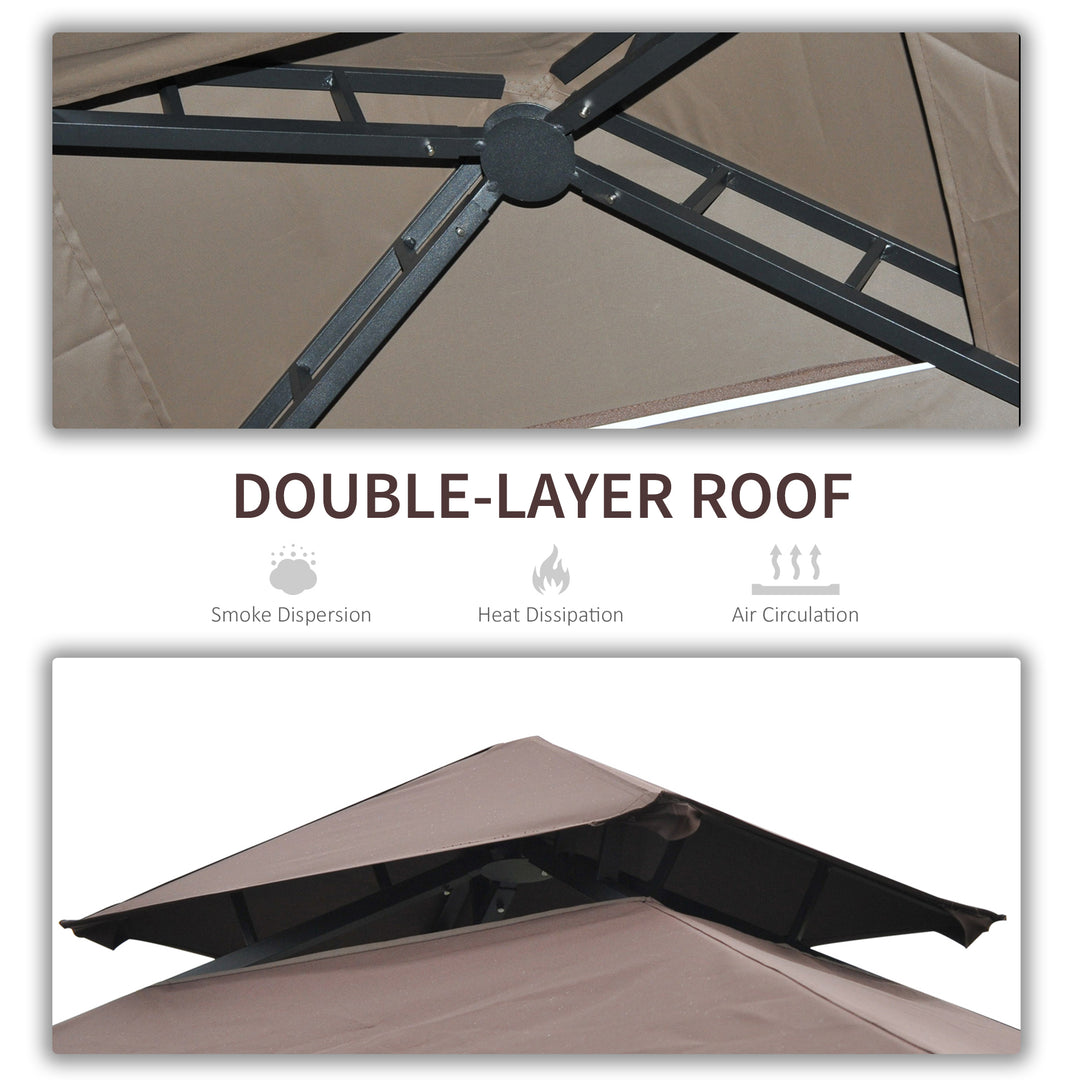 MCL 2.4 x 1.5 m (8' x 5') Grill Gazebo Canopy with Extendable Side Awnings, Outdoor BBQ Gazebo Shelter with 2 Side Shelves for Garden, Patio, Barbecue, Picnic, Coffee