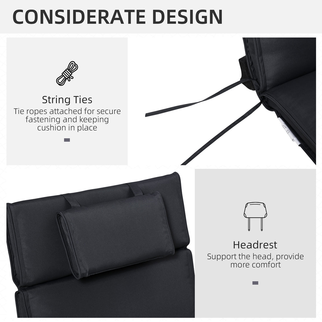Garden Sun Lounger Cushion Replacement Soft Sunbed Reclining Chair Rel