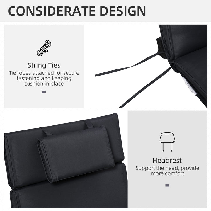 Garden Sun Lounger Cushion Replacement Soft Sunbed Reclining Chair Rel