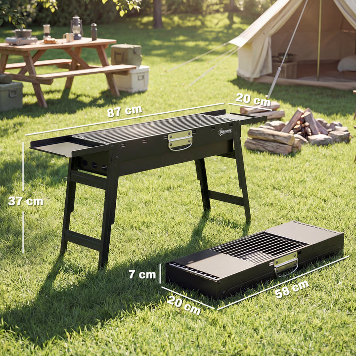 Portable BBQ Grill, Foldable Charcoal Grill for Camping and Picnics wi