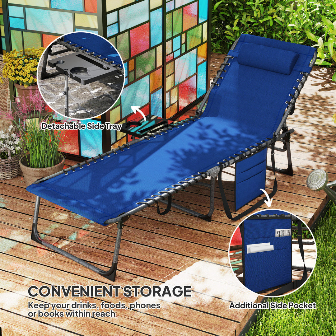 Five-Position Reclining Sun Lounger - Dark Blue