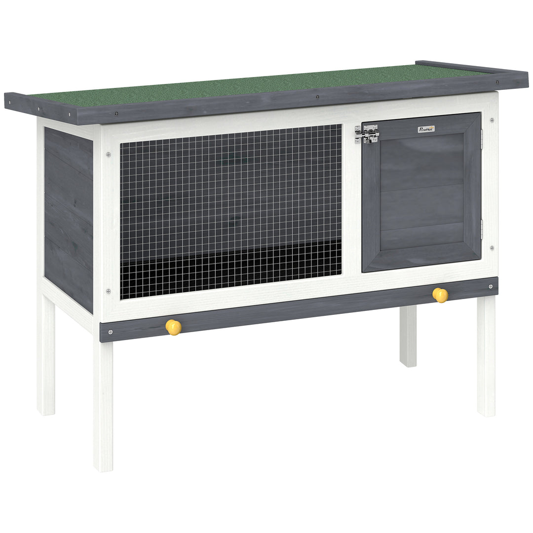 Wooden Rabbit Hutch, Guinea Pig Hutch with Asphalt Roof, Outdoor Eleva